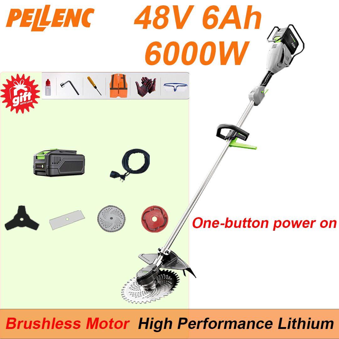 Bateria de lítio 48V 6,0Ah * 1, cabeça funcional substituível * 4, carregador rápido * 1, bolsa de ferramentas * 1, manual de instruções * 1, 6000 W de alta potência, início com um botão, pode funcionar continuamente por 10 horas, cinco anos de garantia.